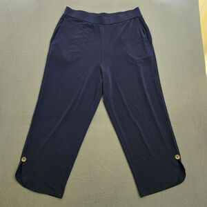 Susan Graver Women XS Reg Liquid Knit Slim Leg Capri Pants Tulip Hem Detail